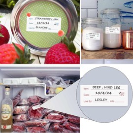 2000 Pieces Food Labels Stickers, 4 Rolls Freezer Labels Easy Peel Off 1 X 2 Inch Date Labels for Food Kitchen Spice Jar Bottle, Waterproof and Oilproof Sticky Labels