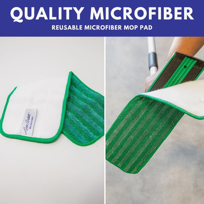 Don Aslett's 12" Mop with 2 Reusable Microfiber Pads |