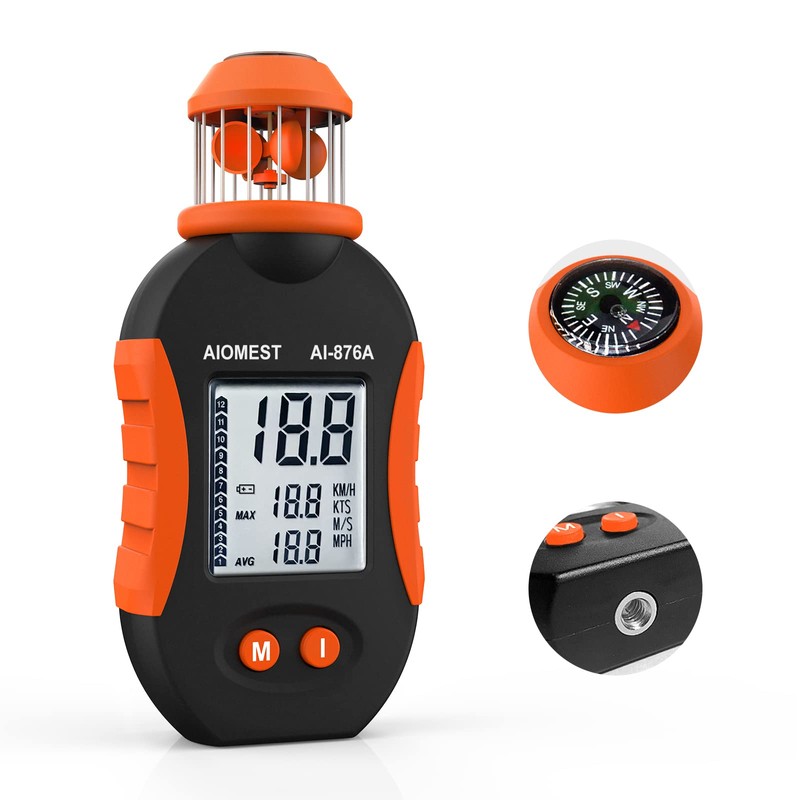 AIOMEST AI-876A Digital Cup Anemometer, Handheld Wind Speed Meter Measures