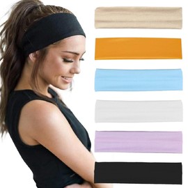 Zeayebsr Pack of 6 Yoga Headbands, Women's Hair Band, Sports Hair Band, Elastic Hair Bands, Non-Slip Hair Band, Women, Headband, Women, Sports, Running, Exercise, Gym (Solid Colour)