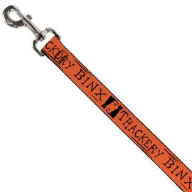 Correa para perro Hocus Pocus Thackery Binx Silueta de gato Naranja Negro 4 pies de largo 1.0 pulgadas de ancho