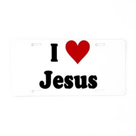 CafePress I Love Jesus Aluminum License Plate, Front License Plate, Vanity Tag