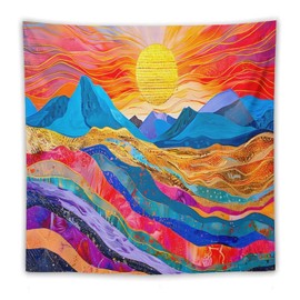 CJSLIFEART Boho Tapestry,Mountain Forest Tree,Neon Tapestries Posters Wall Hanging for Bedroom Dorm Decor,Gifts for Birthday Party,Mother's Day, Father's Day, Thanksgiving, Christmas(60"x60")