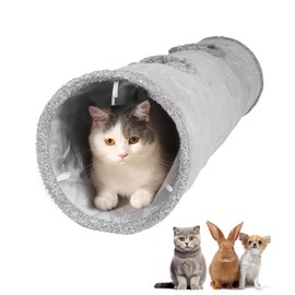 KOSMUSMO 51 Inches Extra Long Cat Tunnels for Indoor Cats, Collapsible Pet Play Tube with Cat Toys and Two Peek Holes, Cat Hideout Hideaway for Big Cats, Kittens, Bunny Rabbits, Ferrets, Puppy