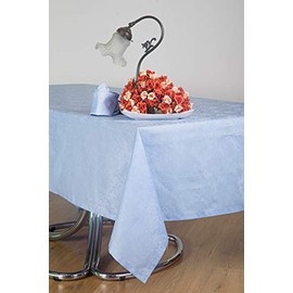 ESSE HOME - Confestyl Line - Tablecloth - Table Cover - Rectangular for 6 People - Flanders Jacquard Pure Cotton - Made in Italy - Artisan Product - Iris 598 (150x180, Light Blue Tablecloth)