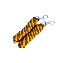 Cotton Lead Rope for Horse, 2 Metres, Replaceable Robust Trigger Clip, Pack of 2 (Yellow/Brown)