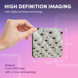 Destination Vinyl ltd Great Coasters (Set of 4) Square - Paper Lanterns Seoul South Korea Drink Glossy Coasters/Tabletop Protection for Any Table Type #45987