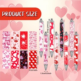 AWEELON 24pcs Valentine's Day Heart Shape Pens Bulk Cute Kawaii Retractable Decorative Pens 0.5 mm Black Gel Ink Pens Novelty Pens Stationary Supplies for Office School Wedding Party Gifts (Heart)