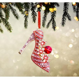 JUESMOS High Heel Shoe Christmas Ornaments Metal High Heel Shoe Ornaments for Christmas Tree Decorations Christmas High Heel Shoe Keepsake Gifts for Women Girls Mom Sister Funny Christmas Ornaments