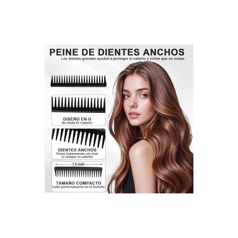 Juego de 5 Cepillos para Cabello Rizado, Desenredante y Peine