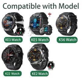 Compatible for EIGIIS KE3 Smartwatch Bands, Sports Silicone Band Strap Replacement Wristband Compatible with KE2, KE3, KE5, KE6, K22, K27, K55, K56, K57, DM50, HM09, I32, S35 Military Watch (Blue)