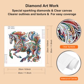 WSLWXSHM 5D Special Shape Diamond Art Kits for Beginners, Diamond Painting Kits for Adults Horse, Crystal Rhinestones Diamond Painting for Home Wall Decoration Gift 12×12inch/30×30cm, Animal