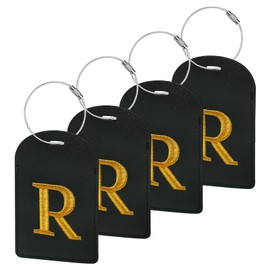 Gloppie 4 Pack Initial Luggage Tags TSA Approved Embroidered Monogrammed Letter Luggage Tag for Suitcases R