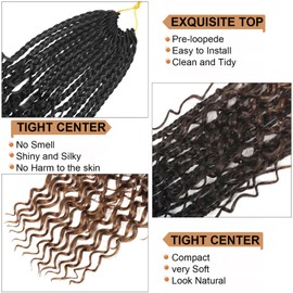 Goddess Box Braids Crochet Hair With Curly Ends 16 Inch Bohomian Box Braids Crochet Braids 8 Packs 3X Crochet Braids Synthetic Braiding Hair Extension for Black Women (16 Inch (Pack of 8), 1B-4-30)……