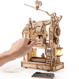 ROBOTIME Printing Press Wooden Puzzle, 3D Puzzles for Adults and Teens, Mechanical Wooden Model to Build, Unique Toy House Warming Birthday for Women/Men