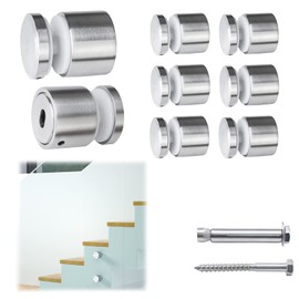 Muzata 8Pack Glass Standoff Screws 1 21/32 inch for Glass Railing Balustrade Post Side Mount Heavy Duty Stainless Steel Glass Pin, GA05 SL4