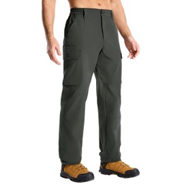 LOOGU Cargo Pants for Men with 7-Pocket, Water-Resistant Breathable Quick-Dry Mens Hiking Pants for Outdoor Camping Casual Alpha Green