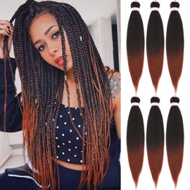 26 Inch Braiding Hair Pre Stretched Ombre Ginger Braiding Hair Yaki Braid Hair Extension For Women Box Braid Twist Hot Water Setting Crochet Braids Itch Free(1B/350, 6 Packs, 26 Inch)