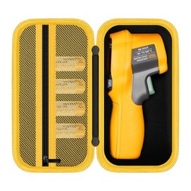 Funda para termómetro infrarrojo Fluke 62 Max/62 Max+/ 64 Max/ 59 Max+, bolsa de transporte protectora de EVA dura con bolsillo de malla, color amarillo negro (solo CAE)