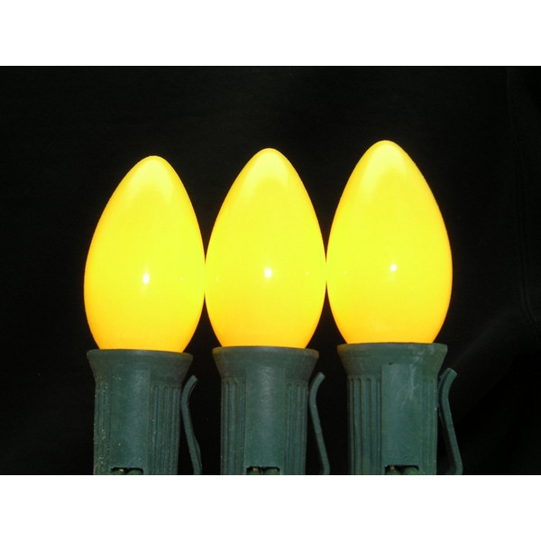 25 Pack 7 Watt C9 Ceramic Yellow Incandescent Light Bulb, Intermediate Base