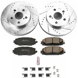 Power Stop K7701 Front Z23 Carbon Fiber Brake Pads with Drilled & Slotted Brake Rotors Kit For Toyota Corolla, Toyota Prius, Toyota Prius AWD-e, Toyota Prius Prime [Model Specific]