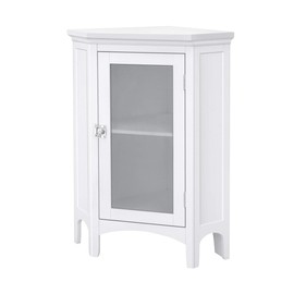 Elegant Home Fashions Madison Wooden Corner Floor Cabinet with Glass Door, White