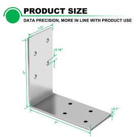 Andorm 20 Pack L Brackets 3x3 for Wood, Framing Bracket, Heavy Duty Corner Brackets, Stainless Steel Corner Brace, 90 Degree Bracket, Iron Brackets for Wood Beam, Angle Iron with Holes Outdoor