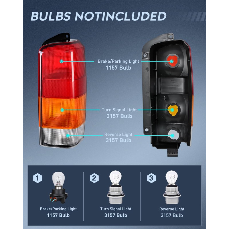 Nilight Taillight Assembly Compatible with 1997 1998 1999 2000 2001