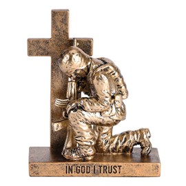 Dicksons Called to Pray Cross Solider Gold Resin Collectible Figurine Statue 8 x 5.5 Inch