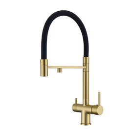 PiroosoKitchen Faucets with Water Filter Faucet Buil-in,3 Way Drinking Water Faucet for Kitchen Sink, Brushed Gold