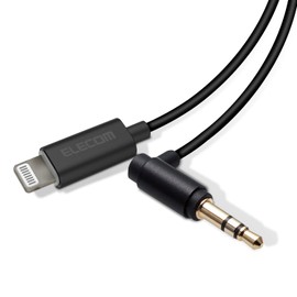 Elecom Lightning to φ3.5 Male Auxiliary Cable (L), Slim Design, Black