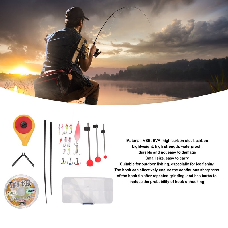 Winter Fishing Set High Strength with Plastic Box Ice Fishing