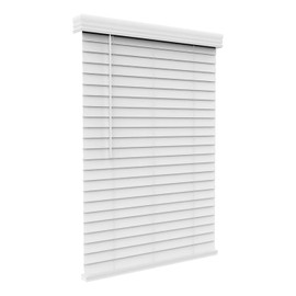 ARLO BLINDS Faux Wood Blinds with Crown Valance - 27.5" Width x 60" Height, White, Cordless Window Blinds & Shades - Blinds for Indoor Windows, 2" Faux Wooden Blinds for Home, Window Shades