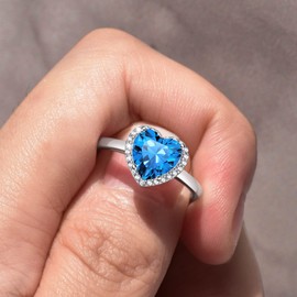 Bestyle Women's Moonstone Ring Adjustable Crystal Ring 925 Silver for Women Girls, Crystal Sterling Silver, Moonstone