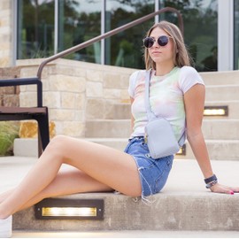 INICAT Small Crossbody Sling Bags for Women Vegan Leather Cell Phone Purse Fanny Packs for Women Men Teen Girls(Light Blue)