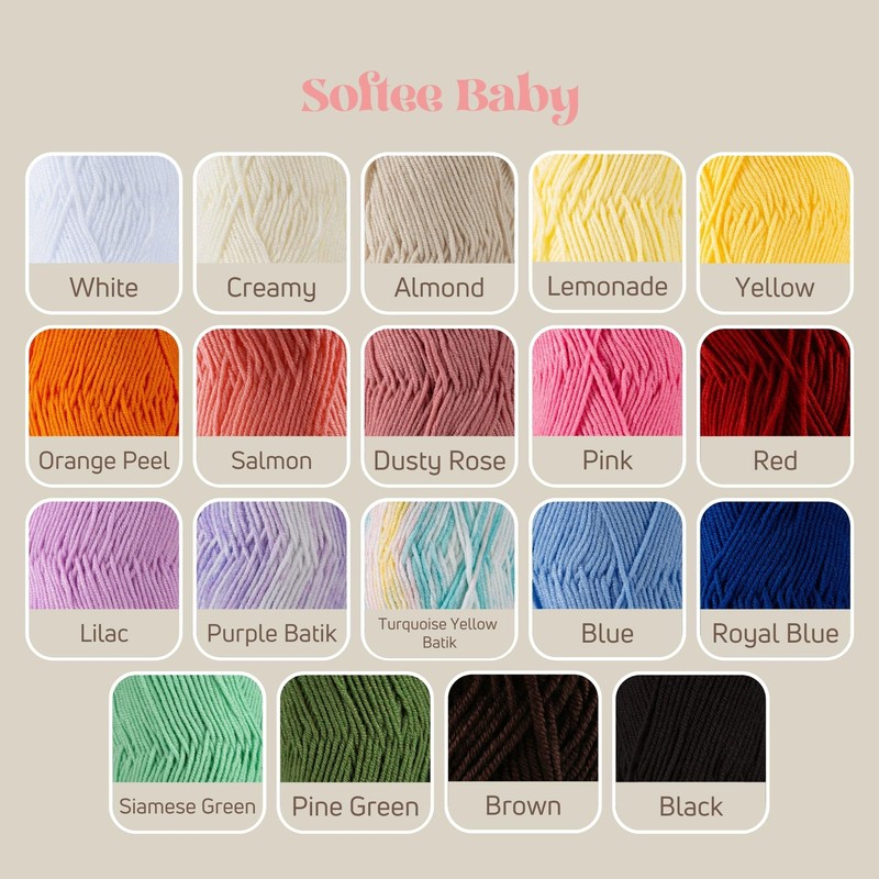 Sensy Softee Baby Yarn, 3.5 oz, 275 Yards, Gauge 3