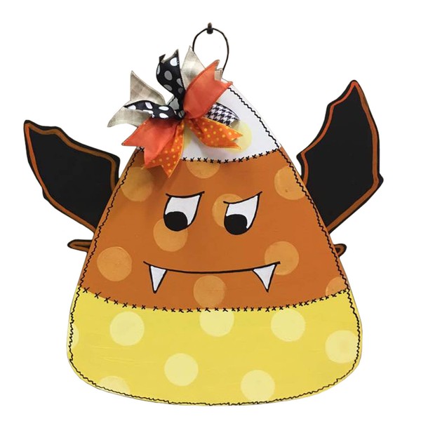 Candy Corn Cutout Unfinished Wood Door Hanger Halloween Guitar Pick
