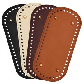 Laughhe Pack of 4 Bag Base for Crochet Leather, 4 Colour Oval Bag Base Faux Leather Bottom Bag Crochet with Holes for Handbag Knitting Bag, DIY Accessories 22 x 10 cm
