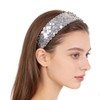 2PCS Elastic Sparkly Headband 5cm Wide Sliver Sequin Headbands For