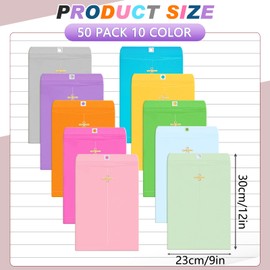 Geyee 50 Pcs 9 x 12 Inch Clasp Envelopes Letter Size Mailing Envelopes with Clasp Closure for Filing Storing Documents Office Home Business School (Mixed Colors)