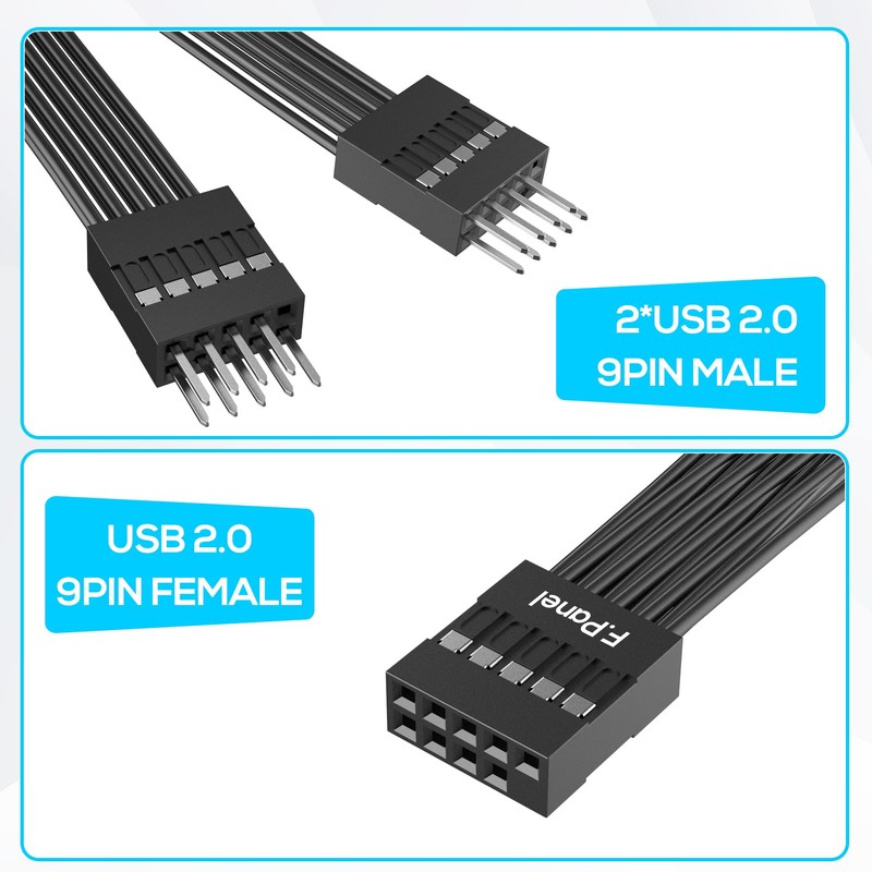 PLEASANTLY PC Power Switch Splitter, 9-Pin Motherboard Jumper Splitter, 1