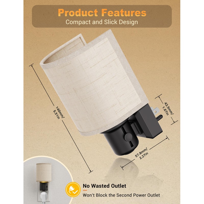 JandCase Night Lights Plug into Wall, LED Night Light Dimmable,