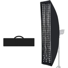 REFLEX CAMERA 120cm x 30cm Quick Setup Foldable Rectangular Softbox with Bowens Mount and Honeycomb Grid inc. Diffusers & Carry Case, Ideal for Photography Studio
