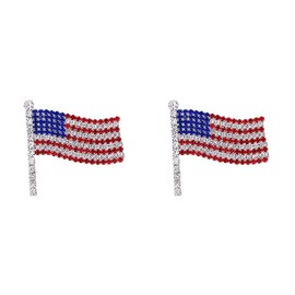 GSHOPVV Fashion Enamel Brooch Pin Set Rhinestone Patriotic Independence Day 4th of July American Flag Brooch for Clothes Bags Backpacks