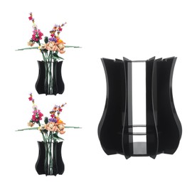 FloralGrace 1 Piece Puzzle Vase for Flowers Holder, Acrylic Vase Display Stand Suitable for Botanical Collection, Orchid Tulips Bouquet Kit Vase for Tables (Black)