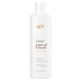 Dove Shampoo Argan Oil & Damage Repair 1 For Damaged Hair 92% Natural Origin, Paraben Free Shampoo 12 fl oz