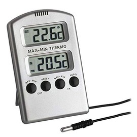 TFA Dostmann Digital Indoor/Outdoor Thermometer - Highest & Lowest - Freezer / Aquarium Monitoring - (L) 67 x (W) 20 (50) x (H) 104mm