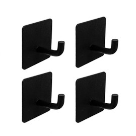 Galguz Towel Hooks, 4 Pack Heavy Duty Command Hooks, Adhesive Hook for Bathroom Wall Mounted, SUS304 Stainless Steel Bathroom Hooks for Towels, Matte Black Wall Hooks for Hanging Towels