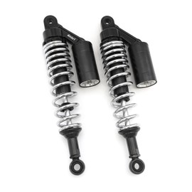 Black & Chrome Remote Reservoir Motorcycle Shocks - Eye To Eye - 340mm - 350mm