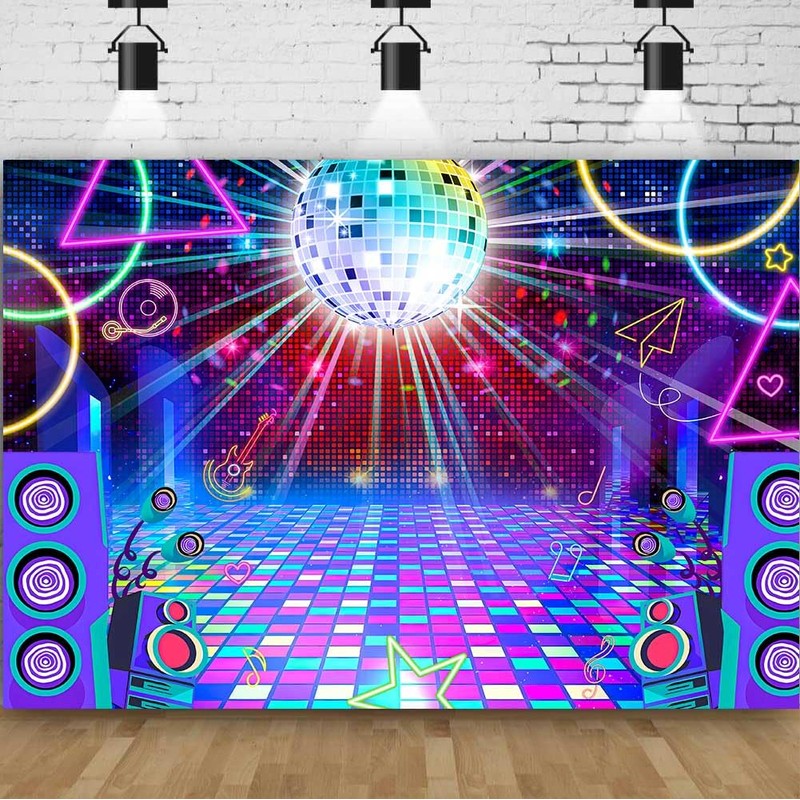 Disco Backdrop for Retro 70s 80s 90s Glow Dance Party